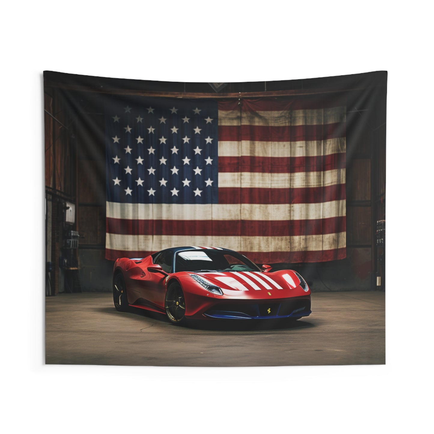 Indoor Wall Tapestries American Flag Farrari 4