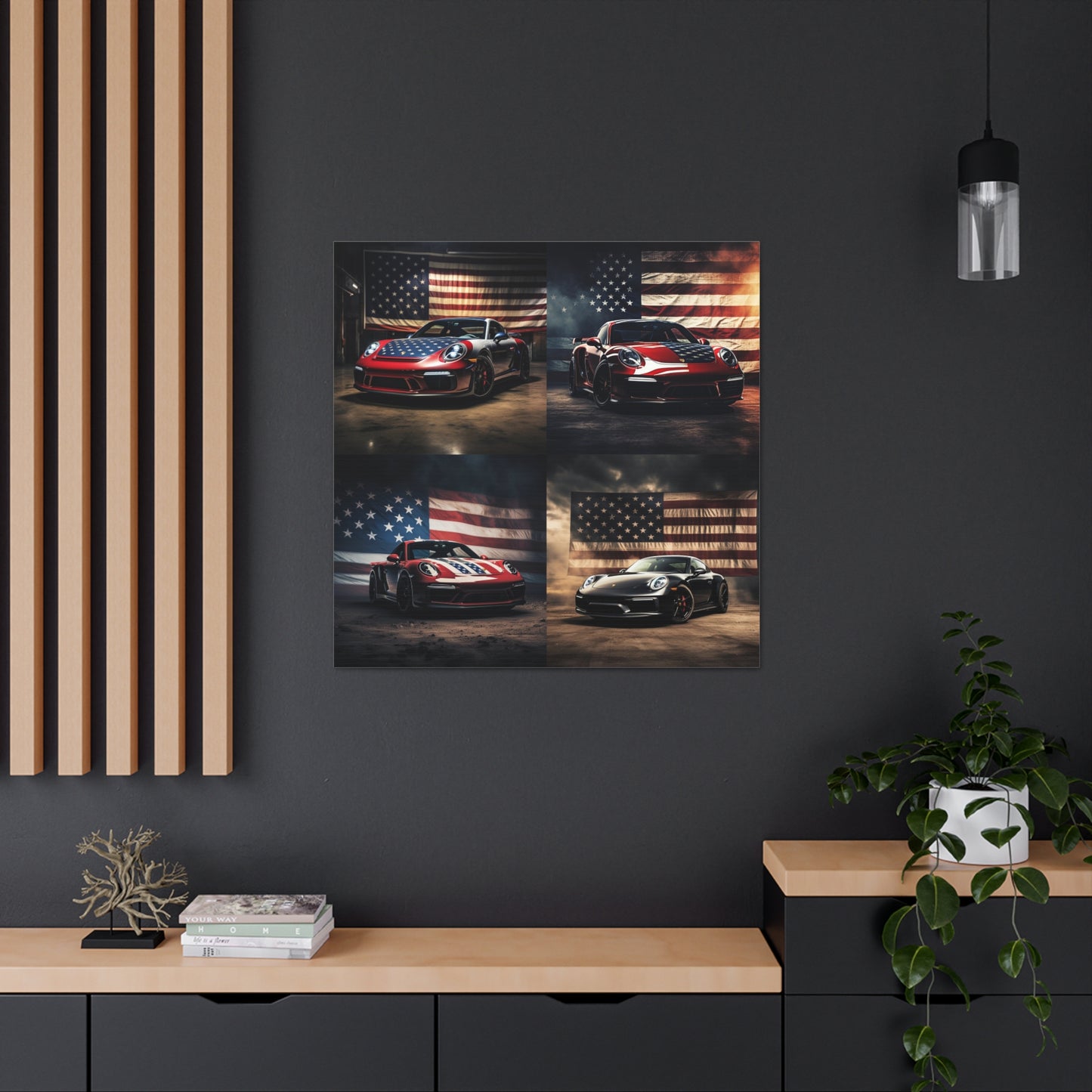 Canvas Gallery Wraps American Flag Background Porsche 5