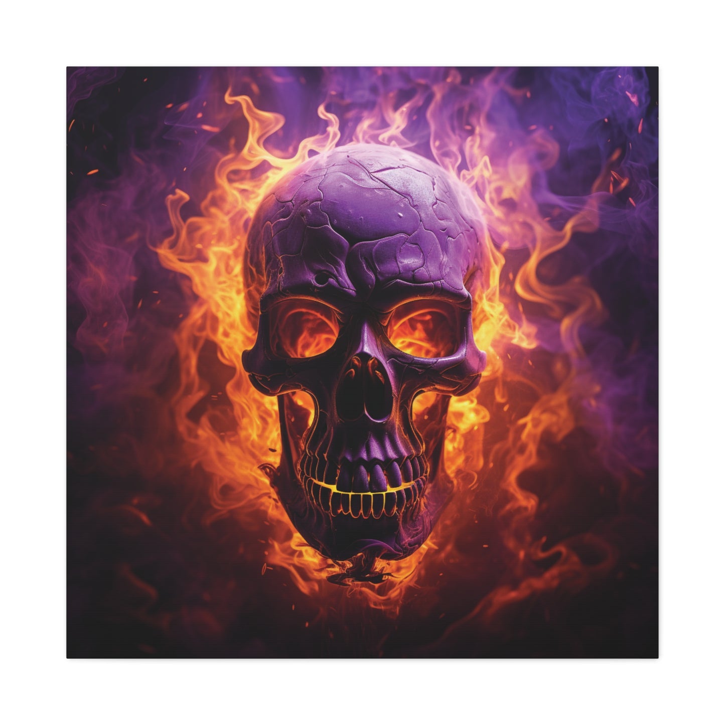 Canvas Gallery Wraps Skull Flames 3