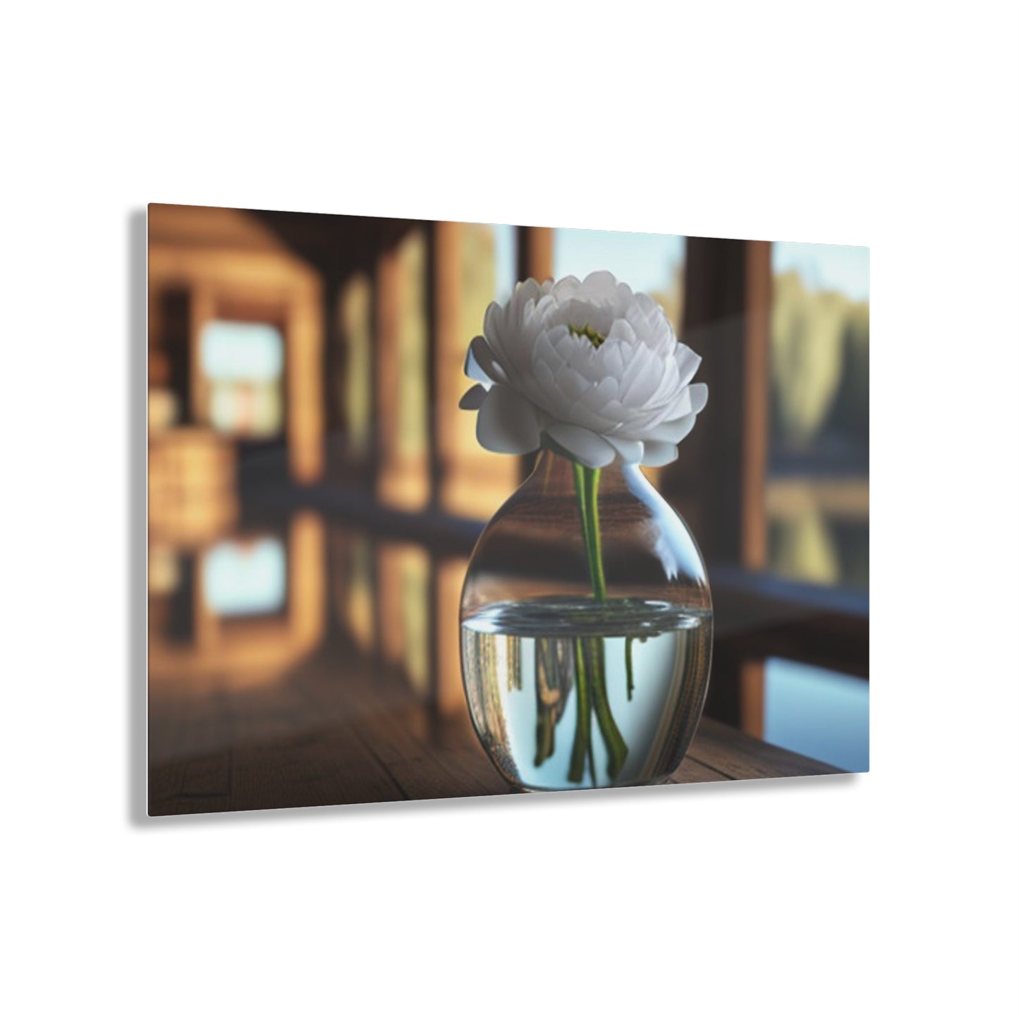 Acrylic Prints White Peony glass vase 3