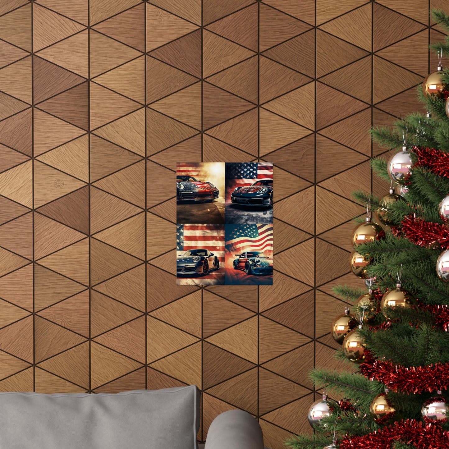 Premium Matte Vertical Posters Abstract American Flag Background Porsche 5