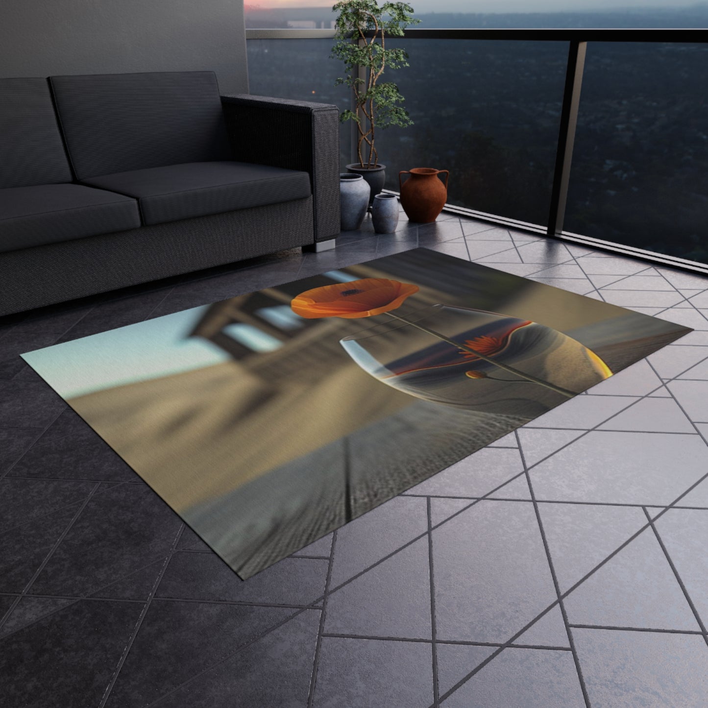 Outdoor Rug  Poppy in a Glass Vase 4