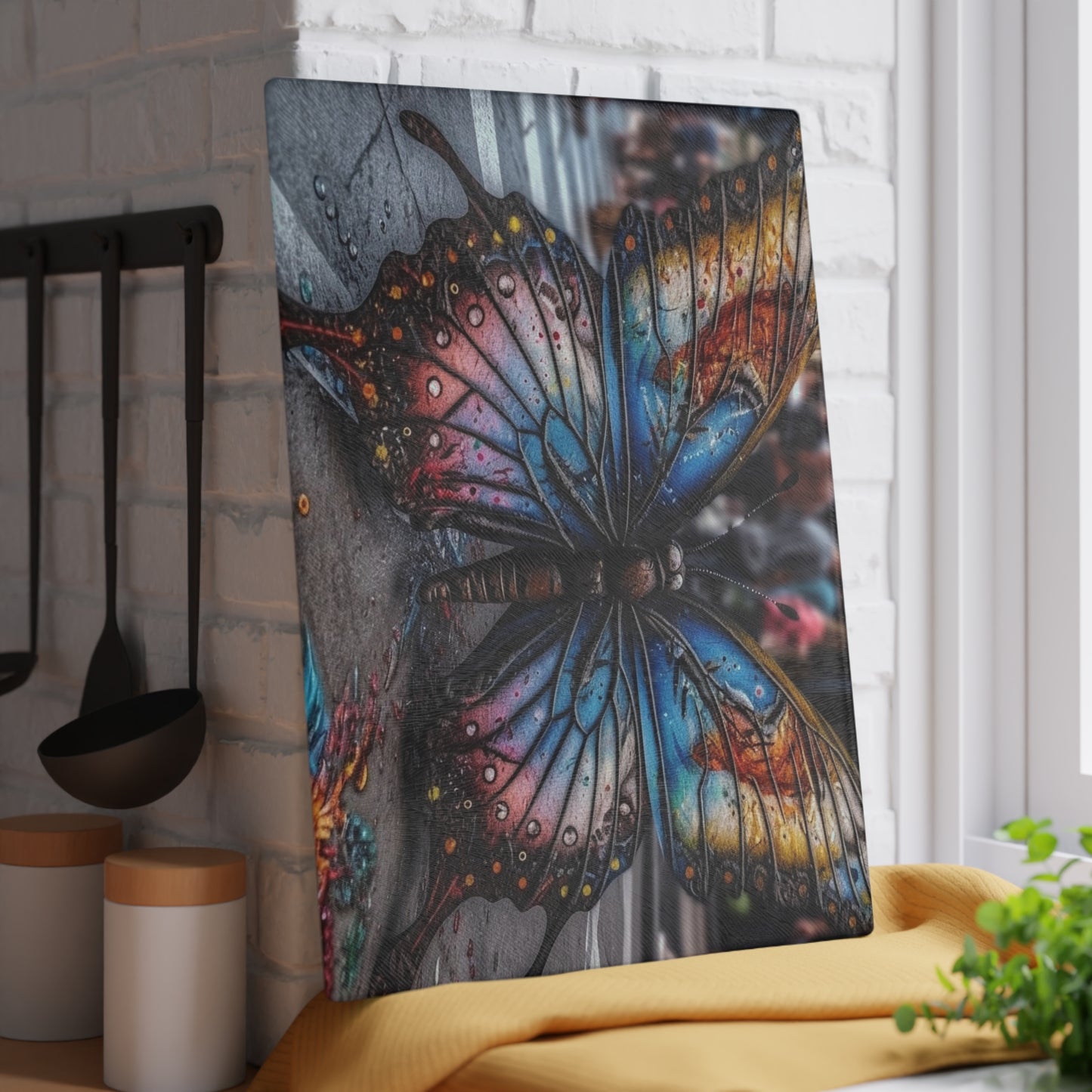 Glass Cutting Board Liquid Street Butterfly 4