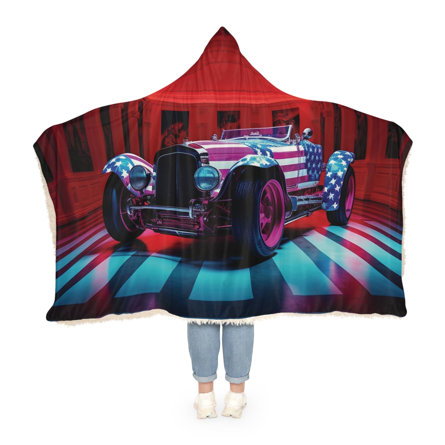 Snuggle Hooded Blanket Macro Bugatti American Flag 3