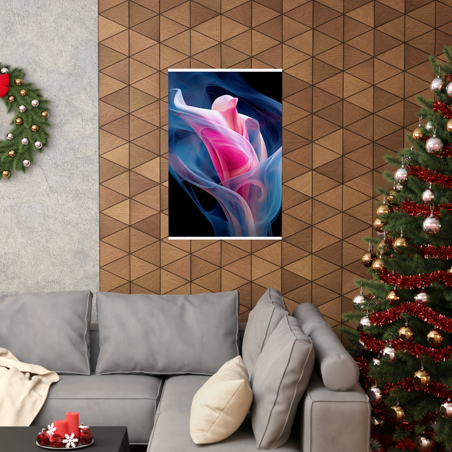 Premium Matte Vertical Posters Pink & Blue Tulip Rose 3