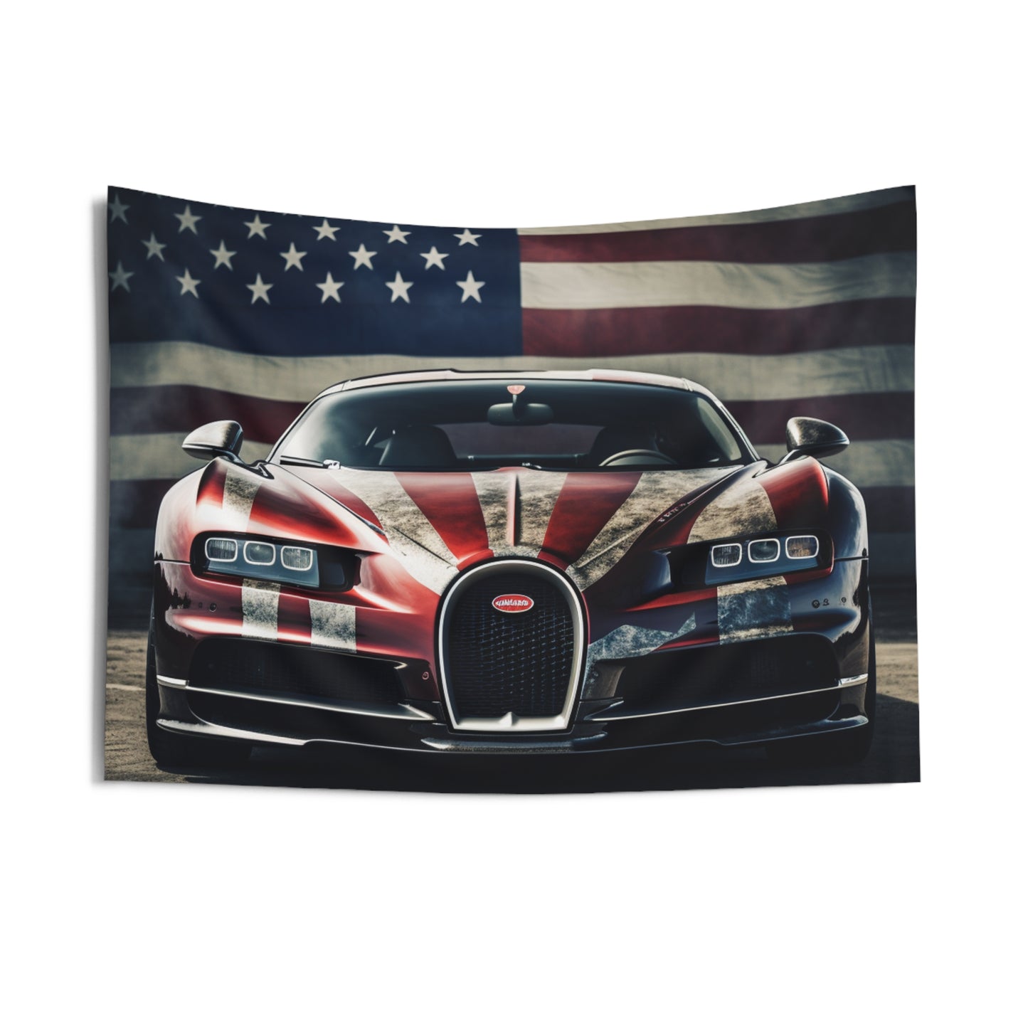 Indoor Wall Tapestries American Flag Background Bugatti 3