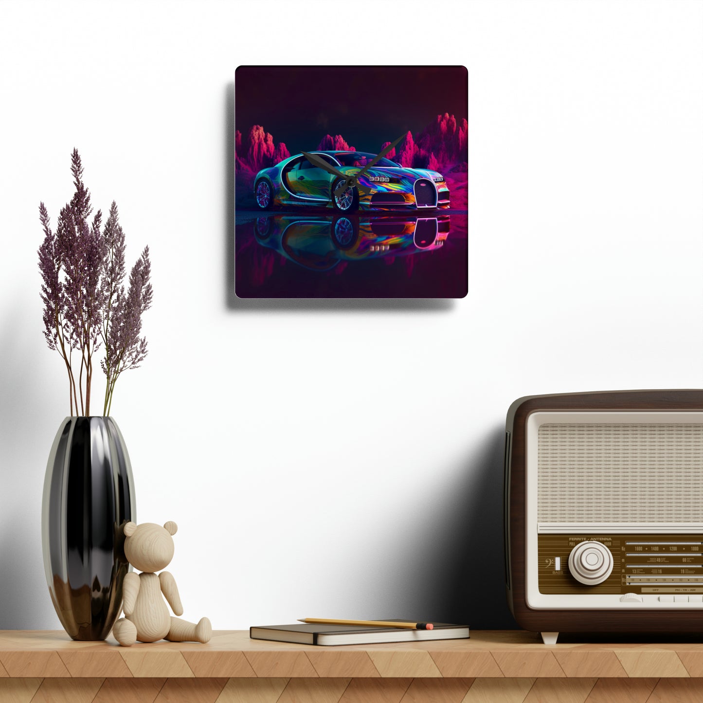Acrylic Wall Clock Florescent Bugatti Flair 2