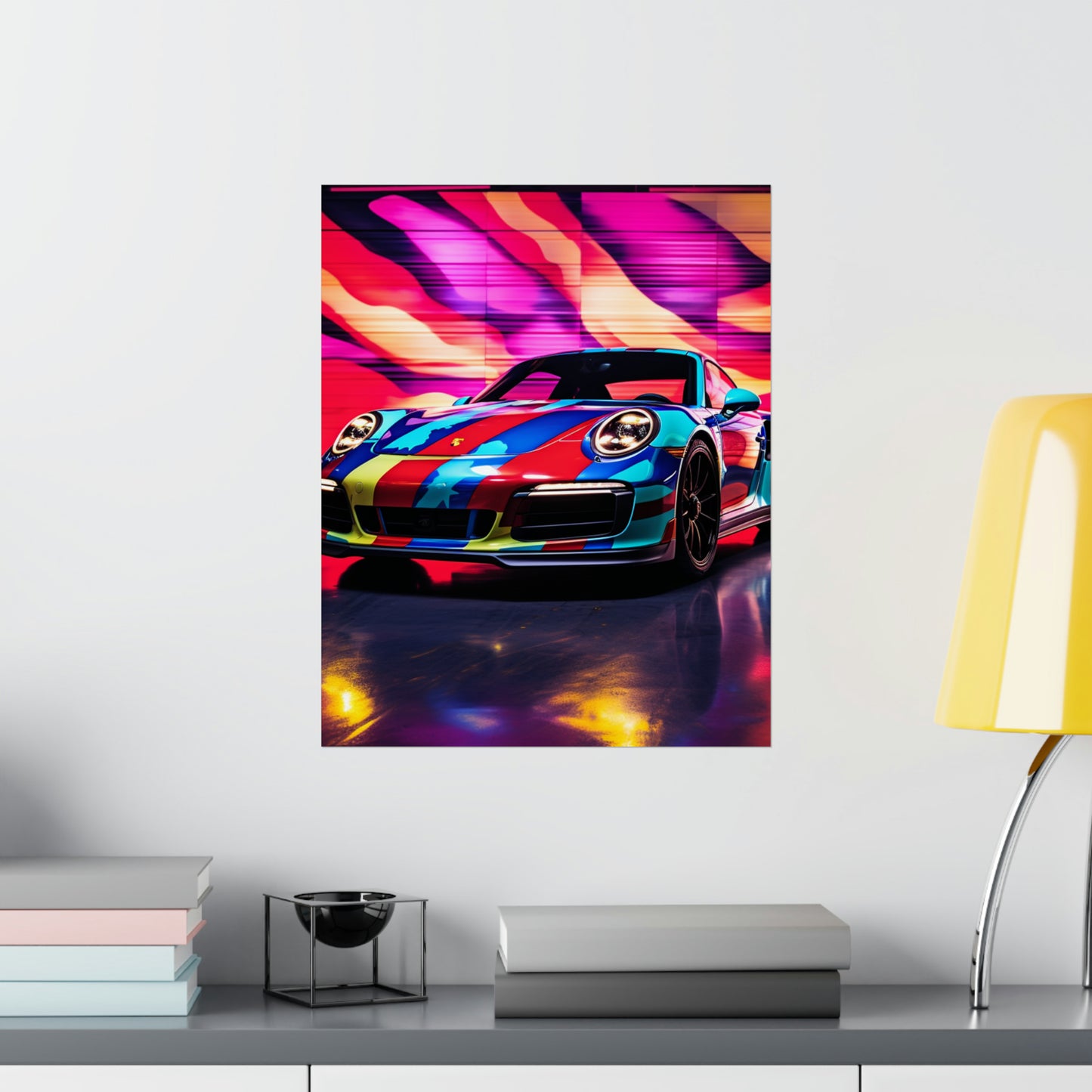 Premium Matte Vertical Posters Macro American Flag Porsche 1