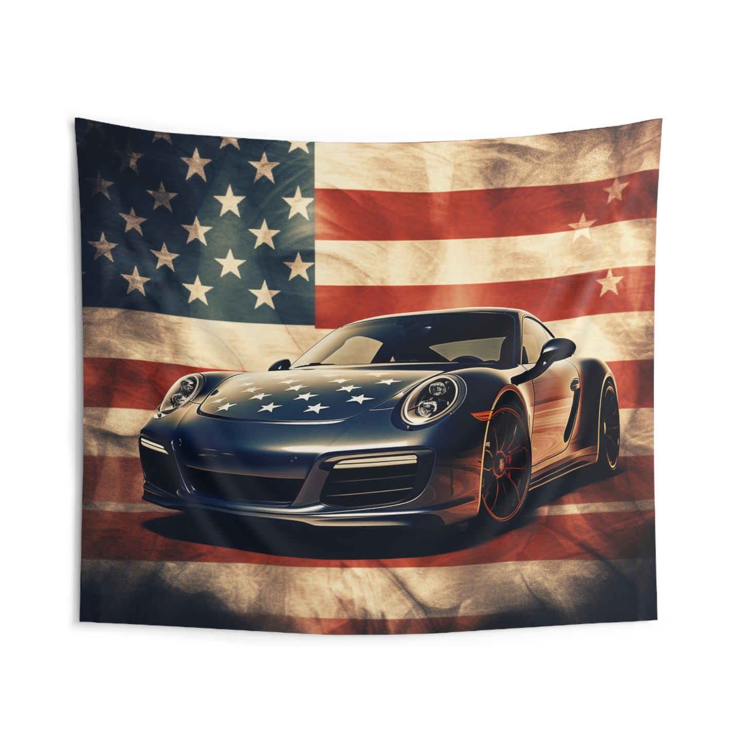 Indoor Wall Tapestries Abstract American Flag Background Porsche 3