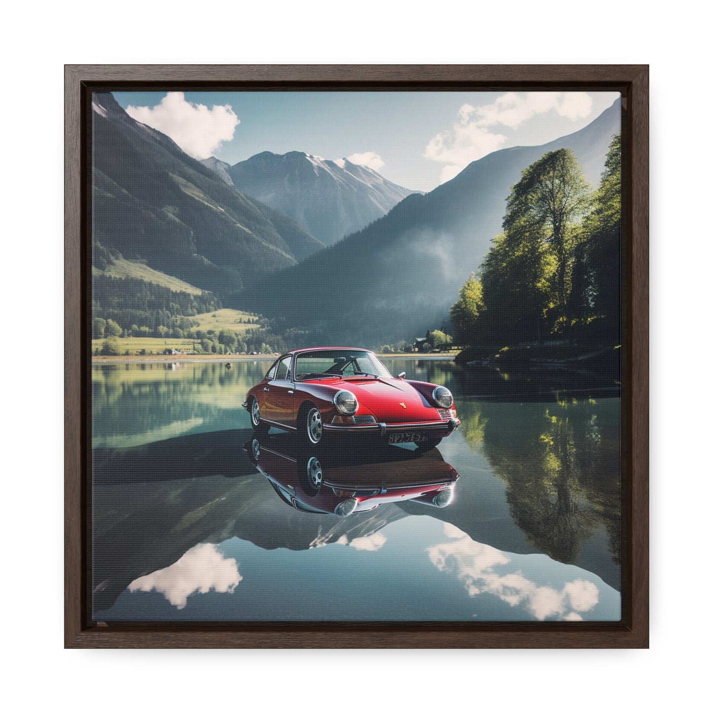 Gallery Canvas Wraps, Square Frame Porsche Lake 3