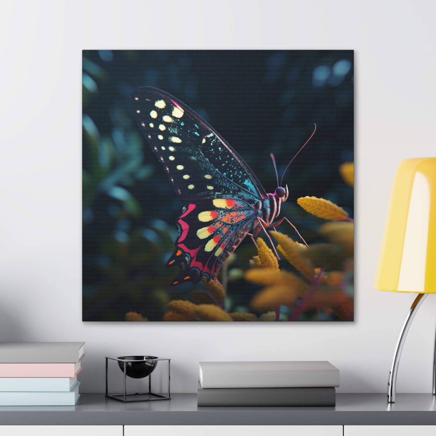 Canvas Gallery Wraps Hyper Colorful Butterfly Macro 2