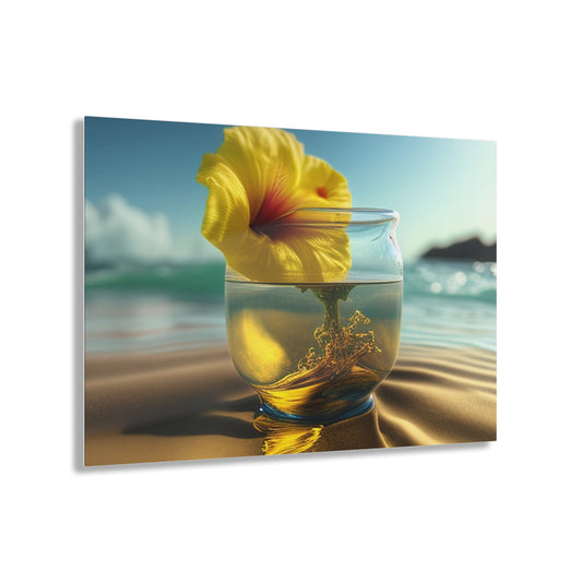 Acrylic Prints Yellow Hibiscus glass 1