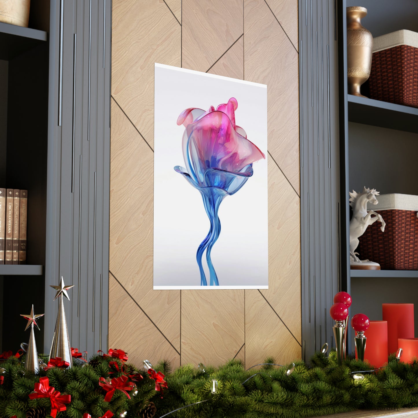 Premium Matte Vertical Posters Pink & Blue Tulip Rose 4