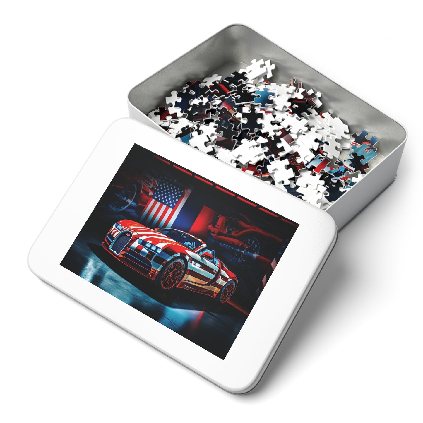 Jigsaw Puzzle (30, 110, 252, 500,1000-Piece) Macro Bugatti American Flag 2