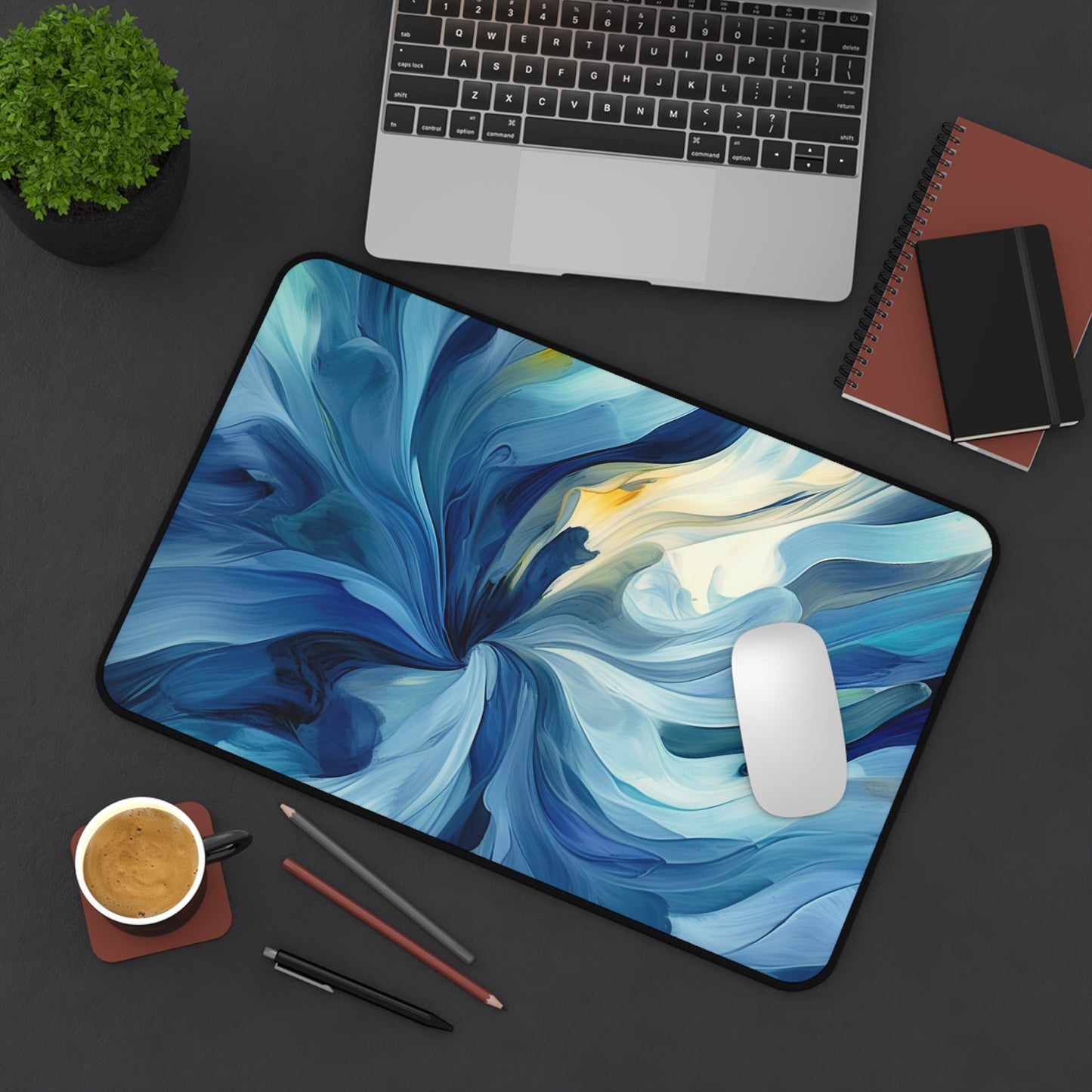 Desk Mat Blue Tluip Abstract 4