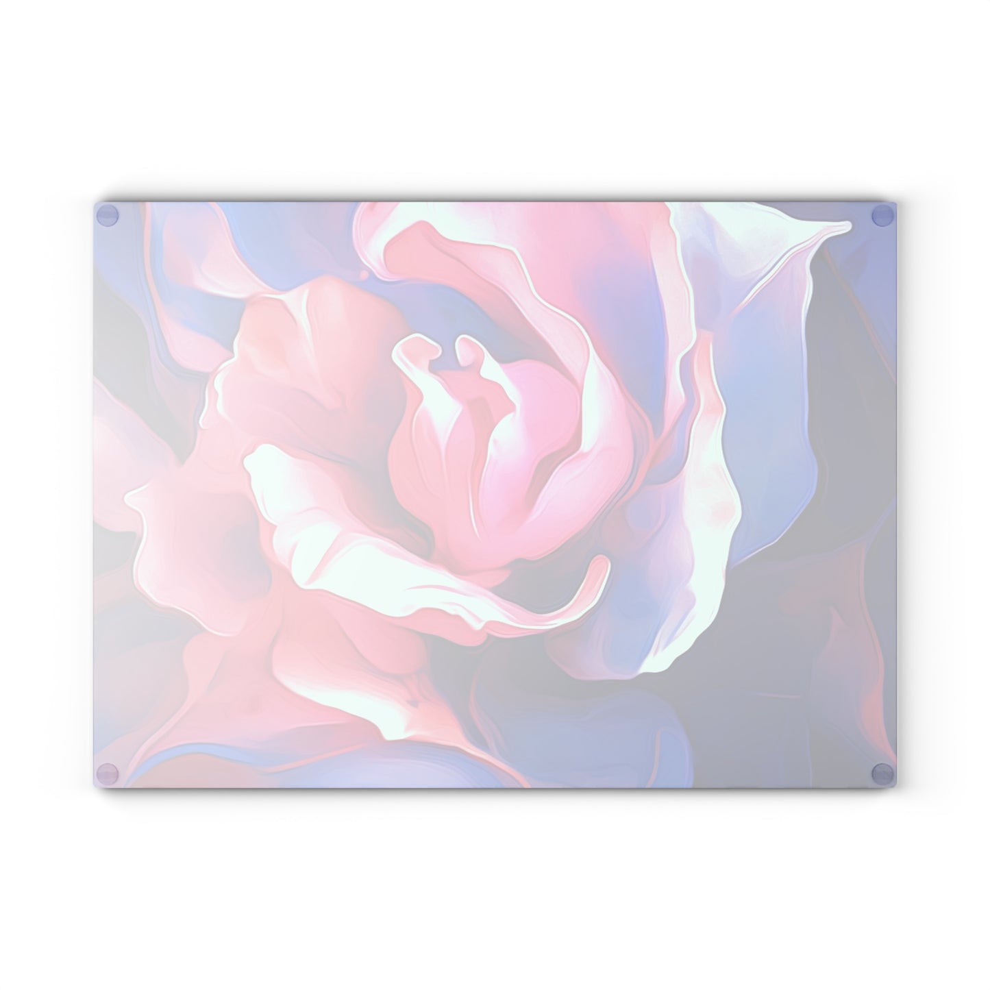 Glass Cutting Board Pink & Blue Tulip Rose 1