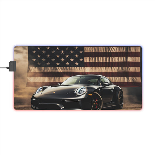 LED Gaming Mouse Pad American Flag Background Porsche 4