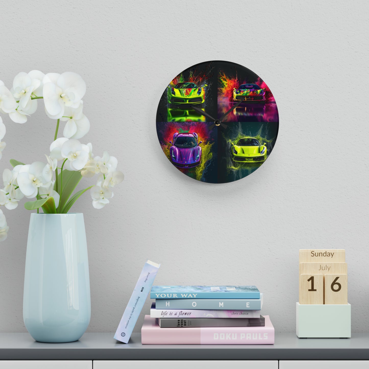 Acrylic Wall Clock Farrari Water 5