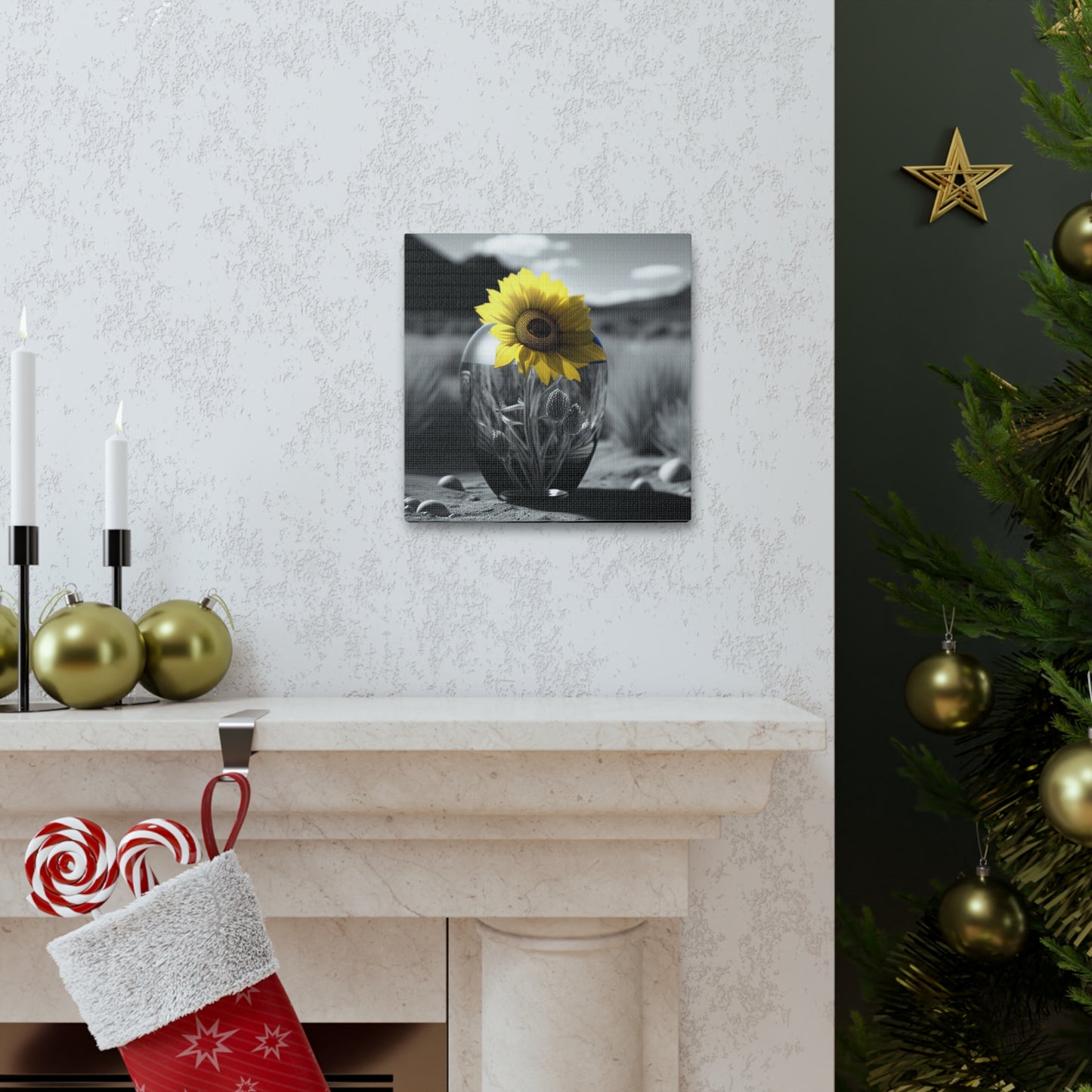 Canvas Gallery Wraps Yellw Sunflower in a vase 3