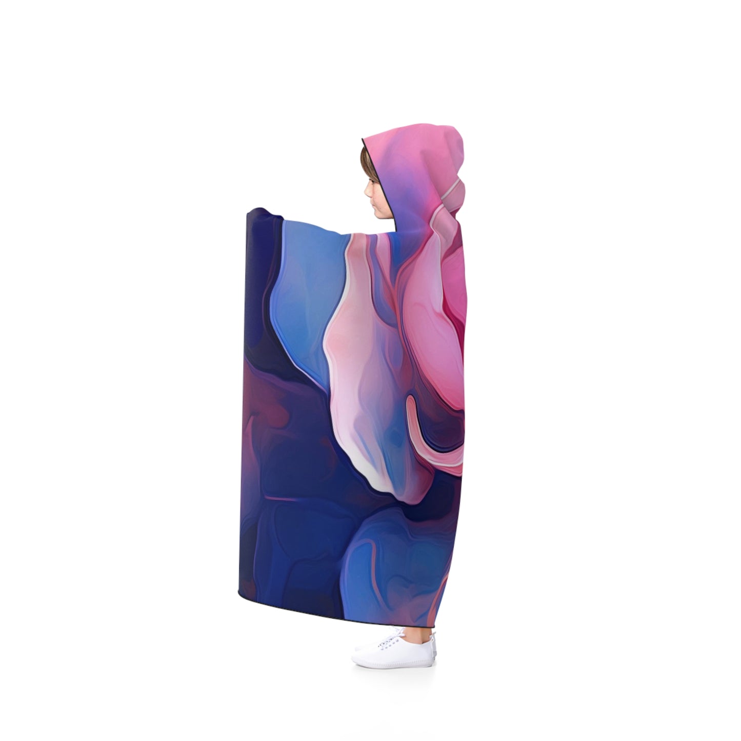 Hooded Blanket Pink & Blue Tulip Rose 1