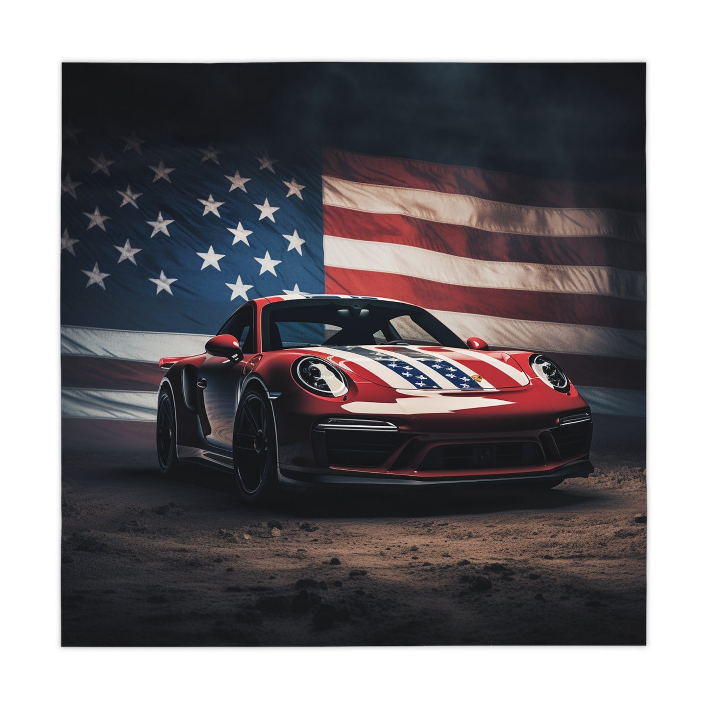 Tablecloth American Flag Background Porsche 3