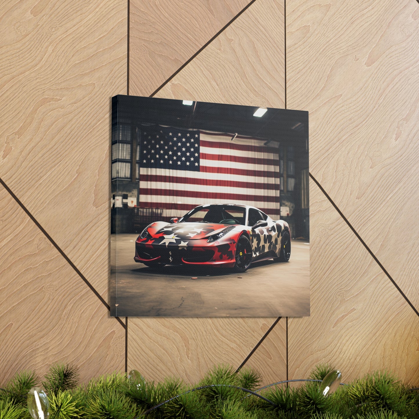 Canvas Gallery Wraps American Flag Farrari 1