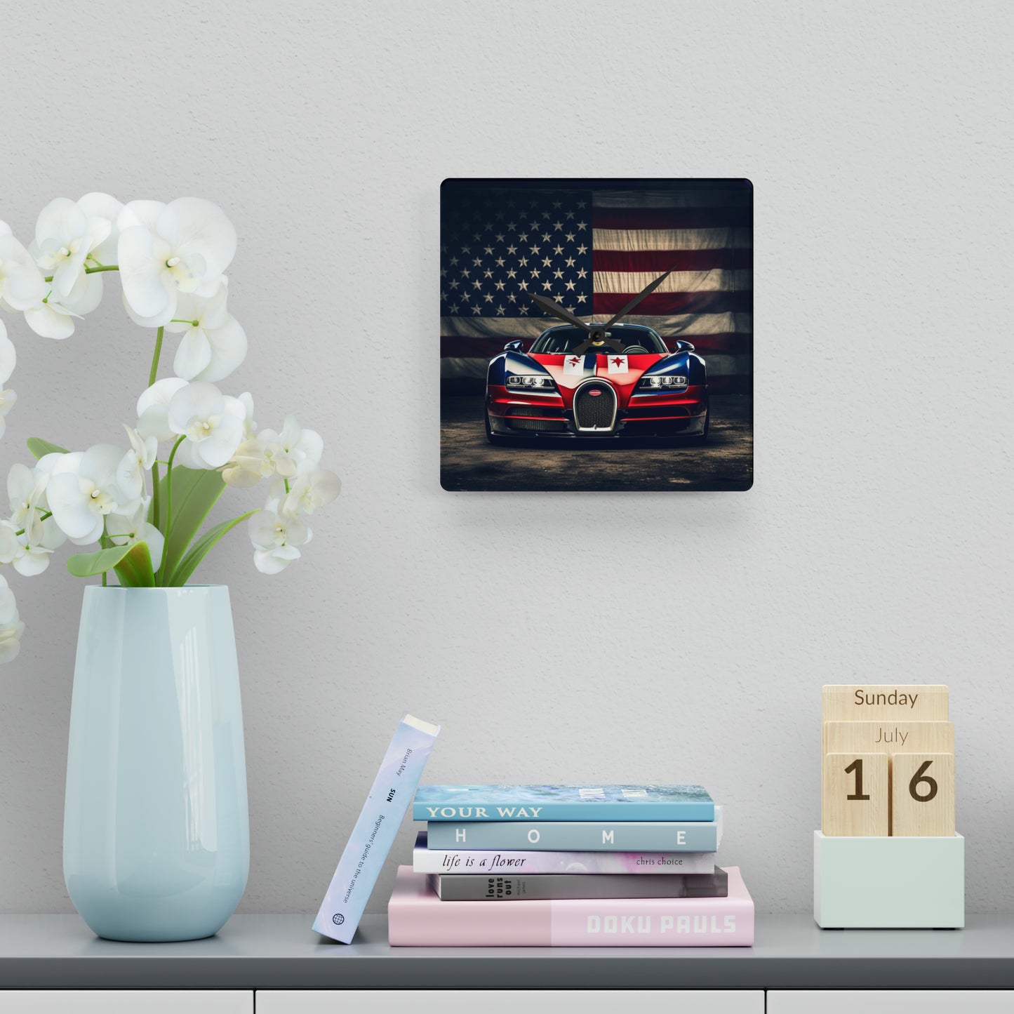 Acrylic Wall Clock Bugatti American Flag 3