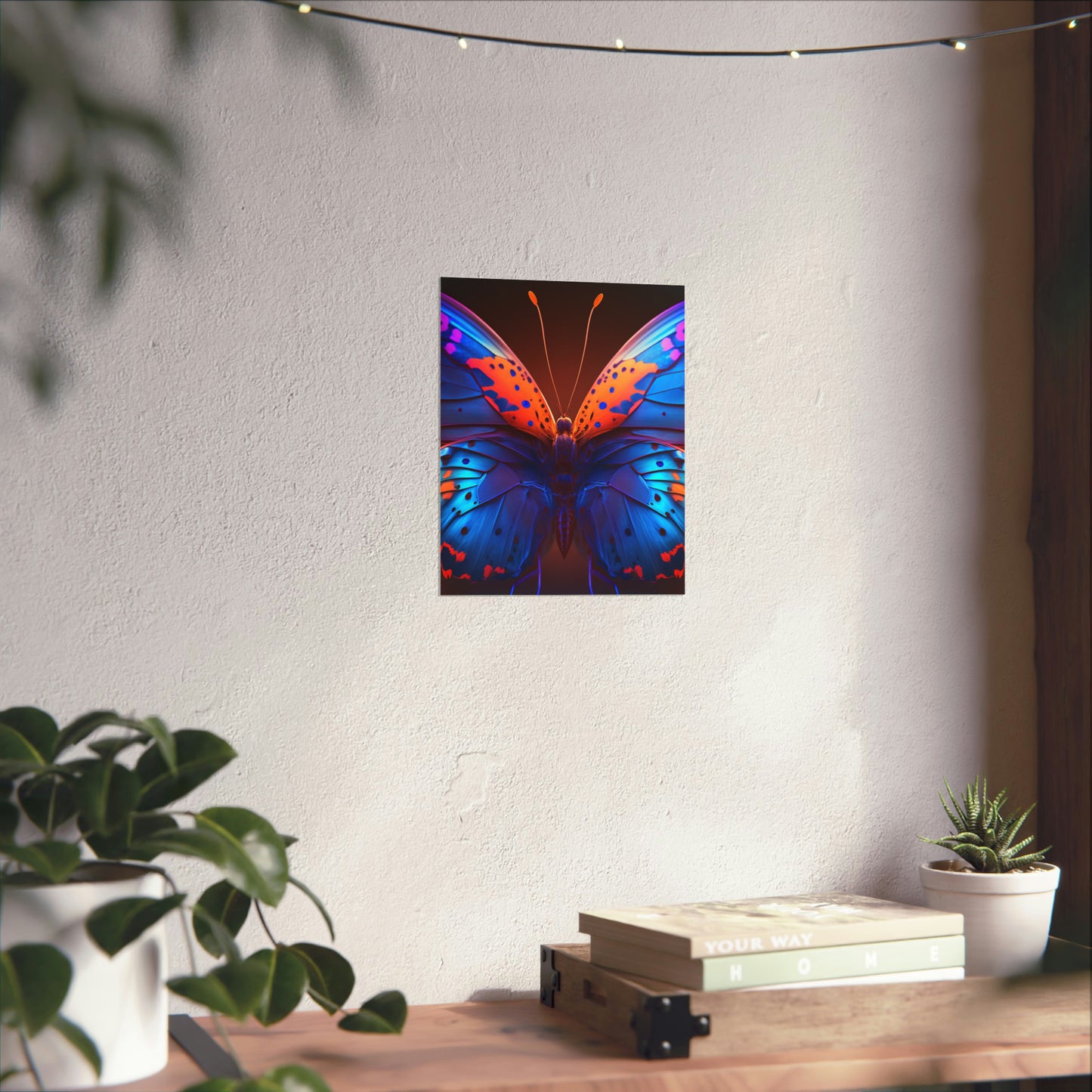 Premium Matte Vertical Posters Neon Butterfly Macro 3