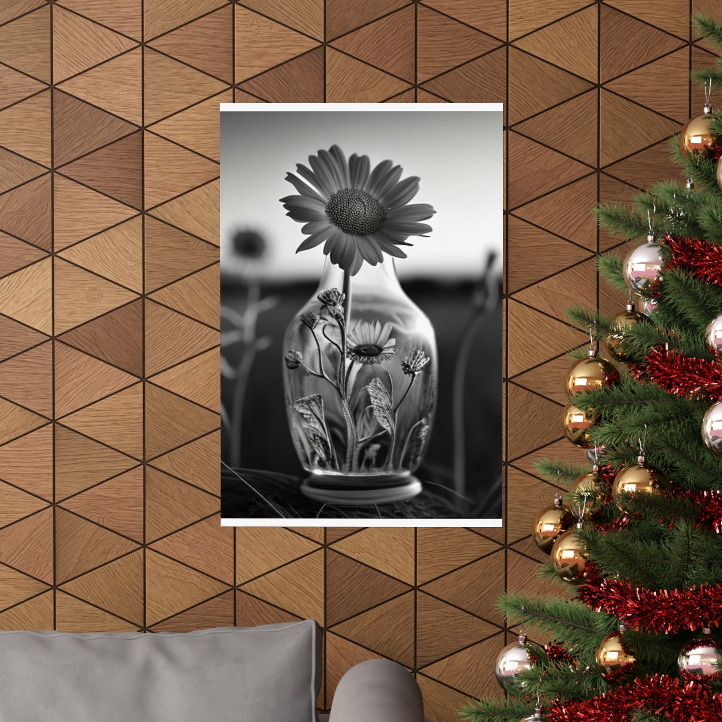 Premium Matte Vertical Posters Yellw Sunflower in a vase 2