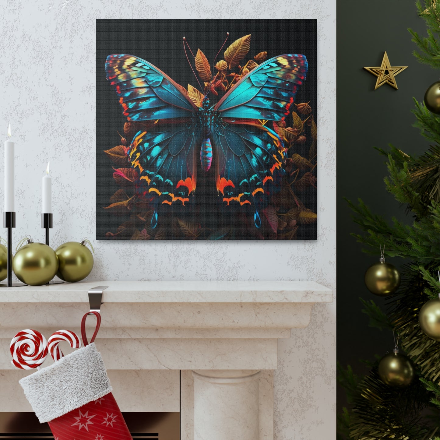 Canvas Gallery Wraps Hue Neon Butterfly 1