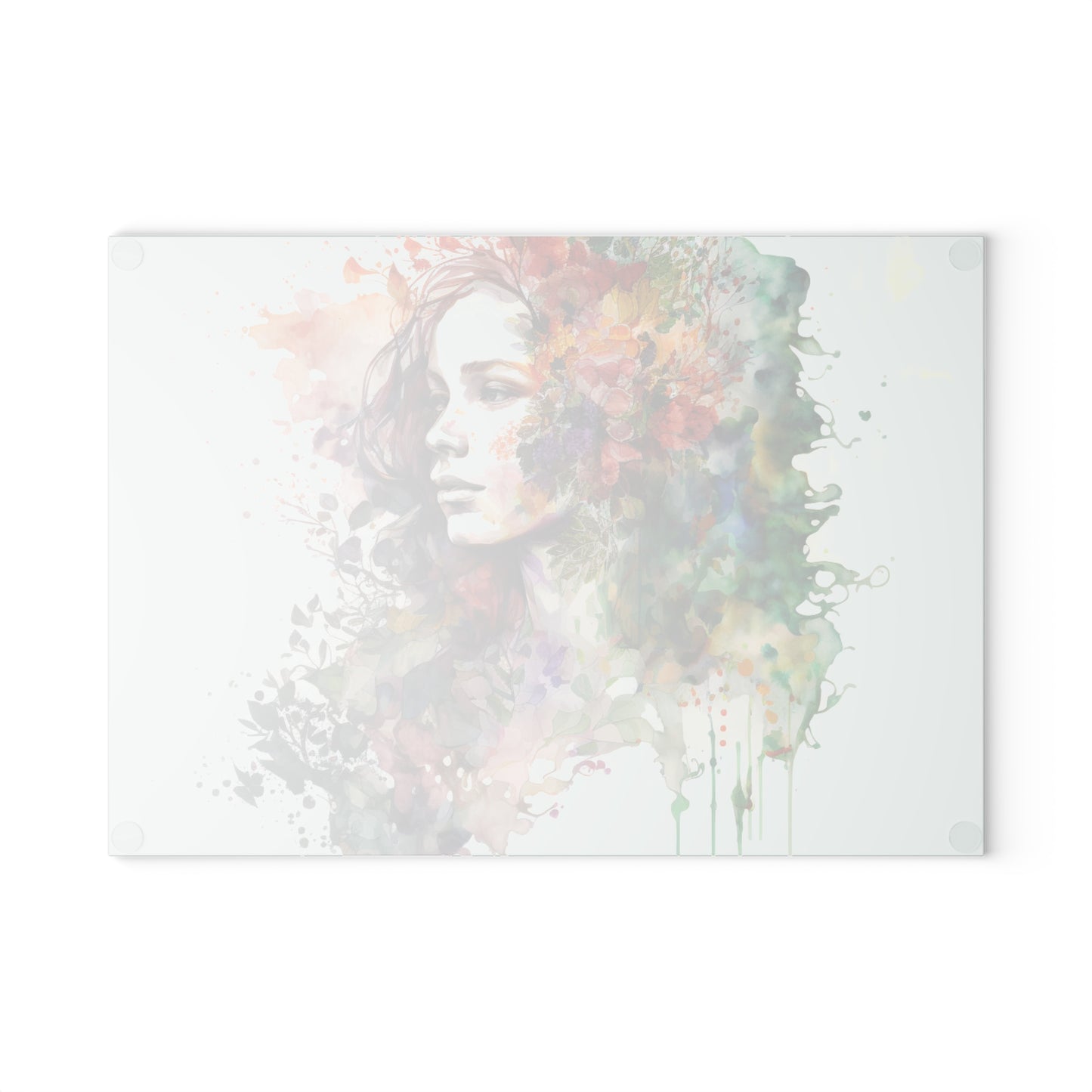 Glass Cutting Board Mother Nature Bright Spring Colors Realistic Watercolor 3