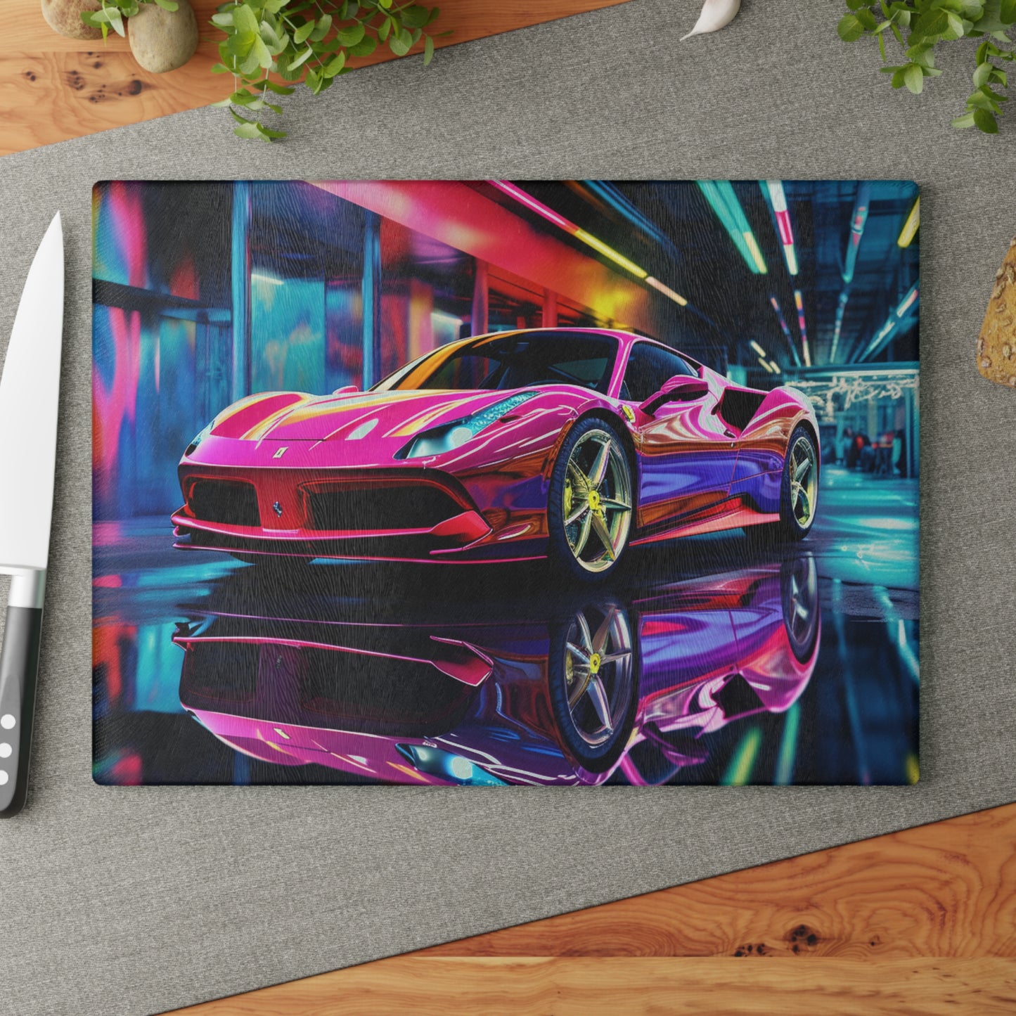 Glass Cutting Board Pink Macro Ferrari 4