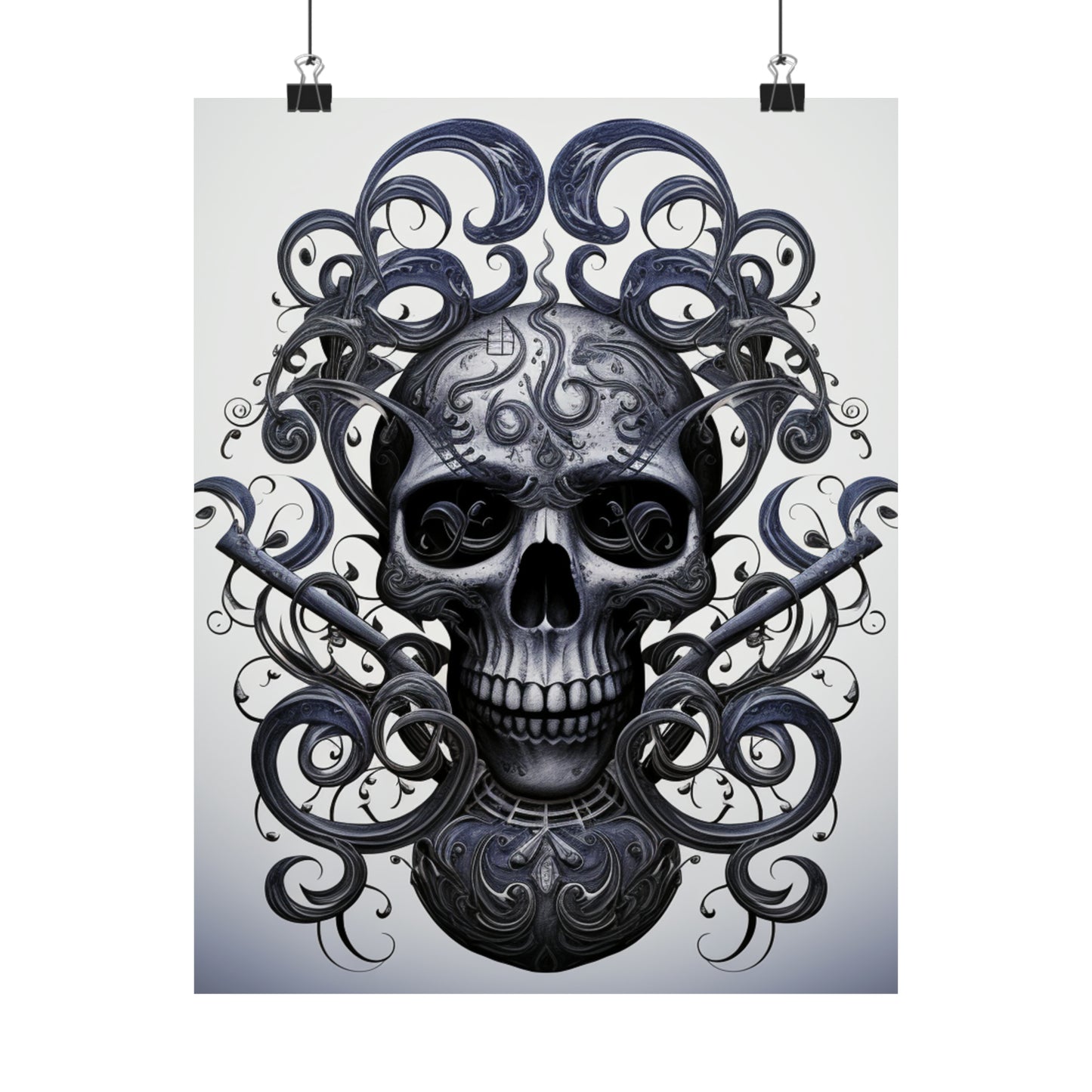 Premium Matte Vertical Posters Skull Treble Clef 1