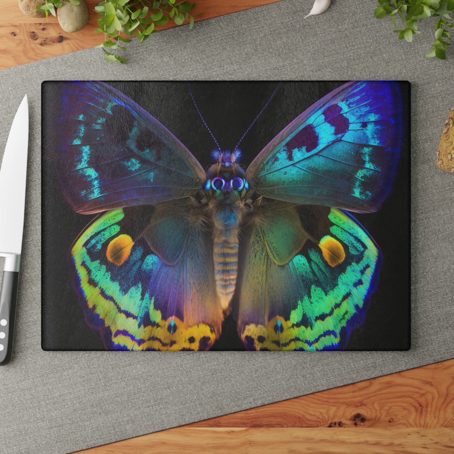 Glass Cutting Board Neon Hue Butterfly 4