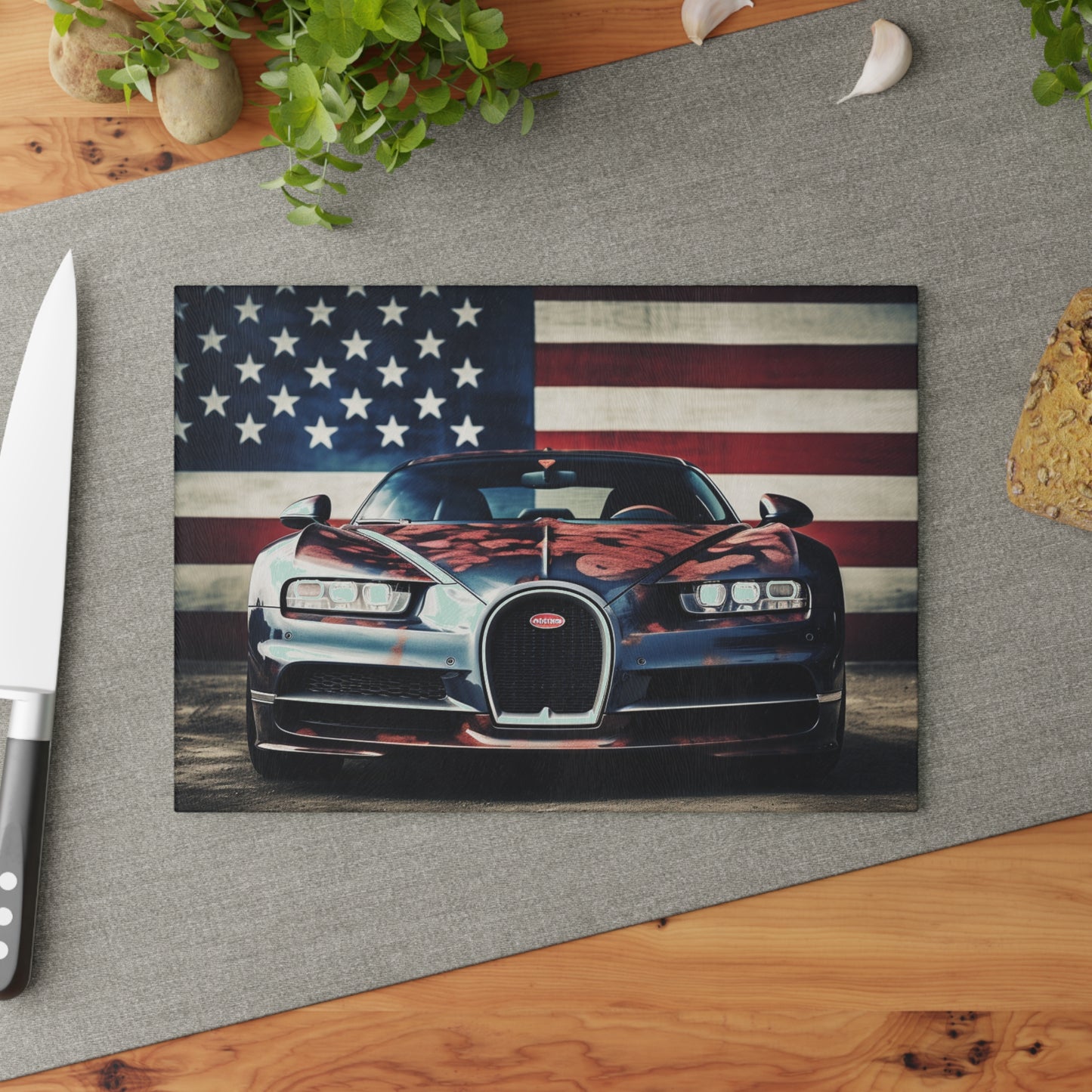 Glass Cutting Board Bugatti Flag 3