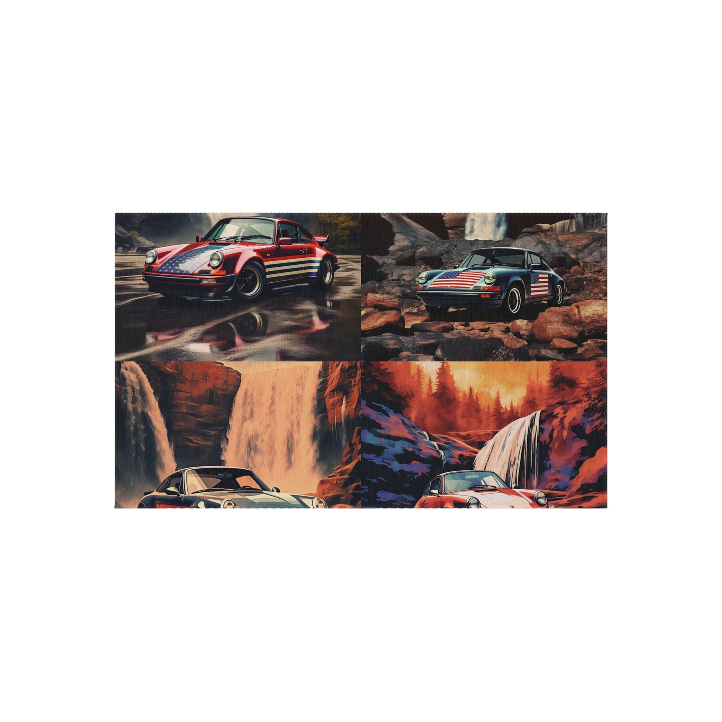 Outdoor Rug  American Flag Porsche Abstract 5