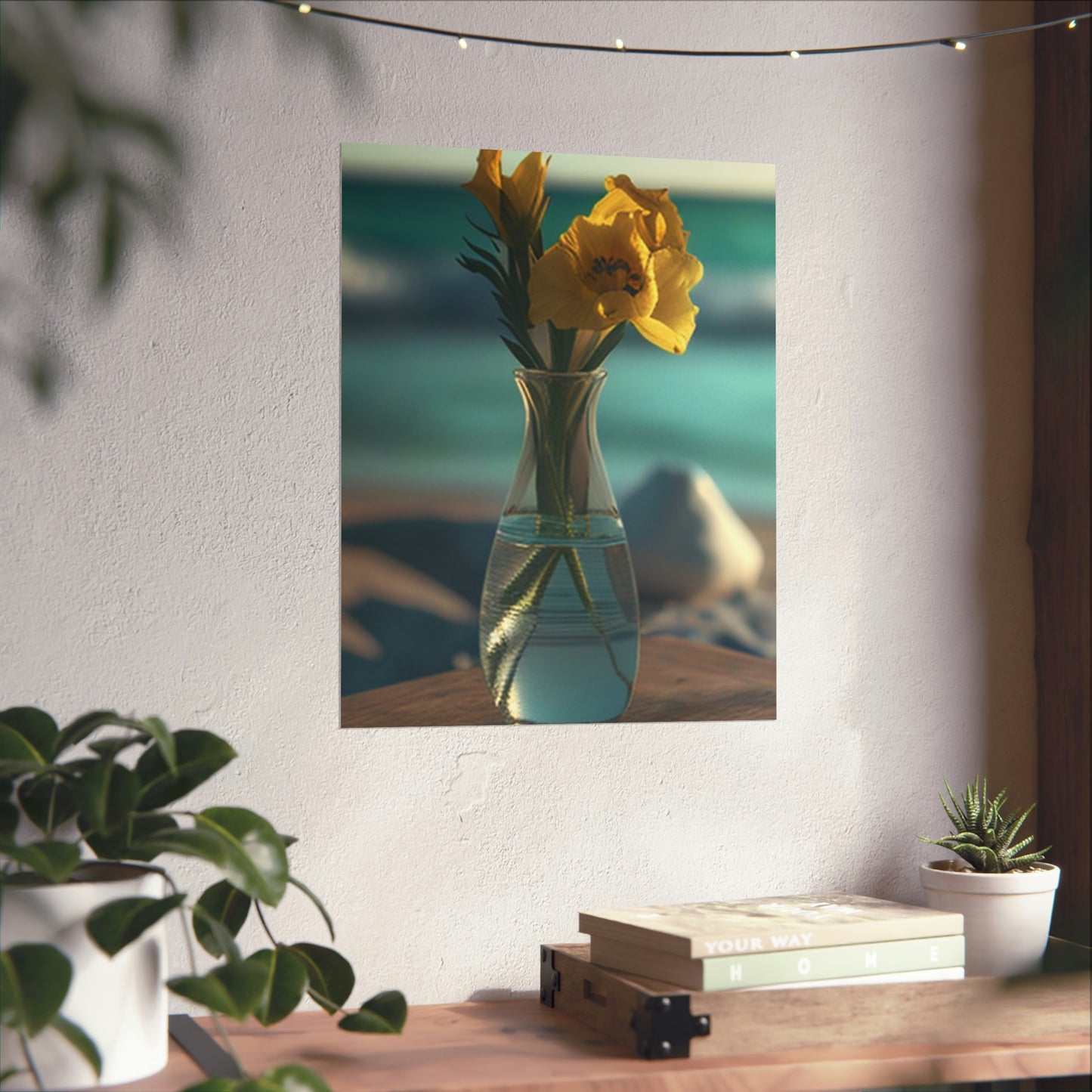 Premium Matte Vertical Posters Yellow Gladiolus glass 4