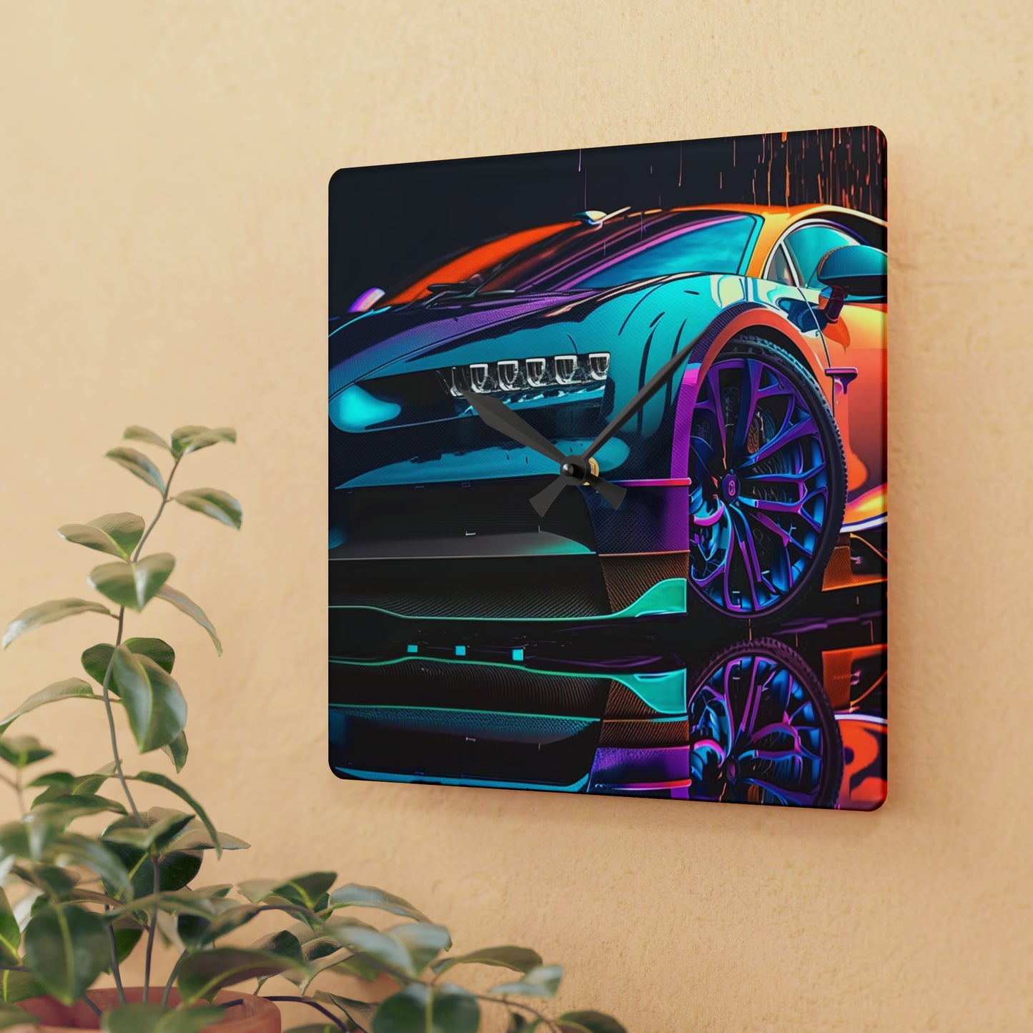 Acrylic Wall Clock Bugatti Neon Chiron 1