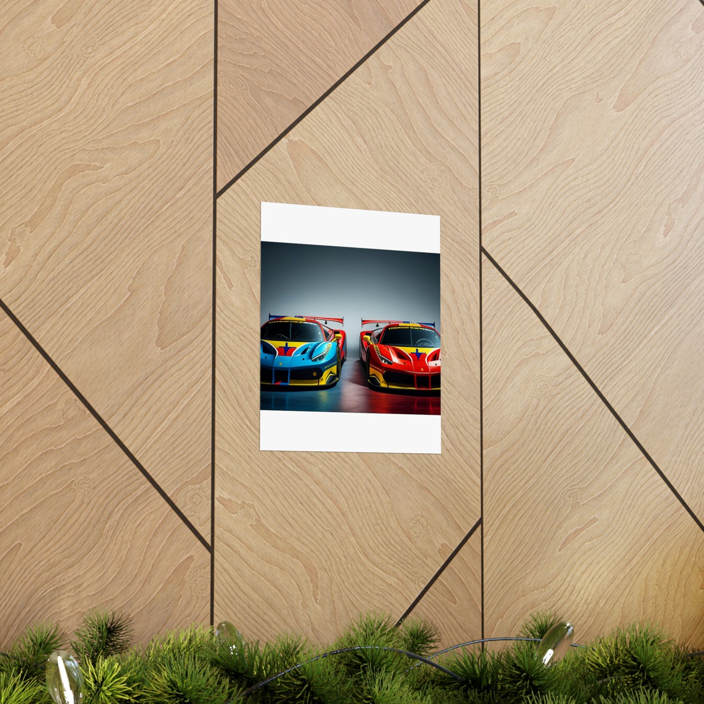 Premium Matte Vertical Posters Ferrari Red Blue 2