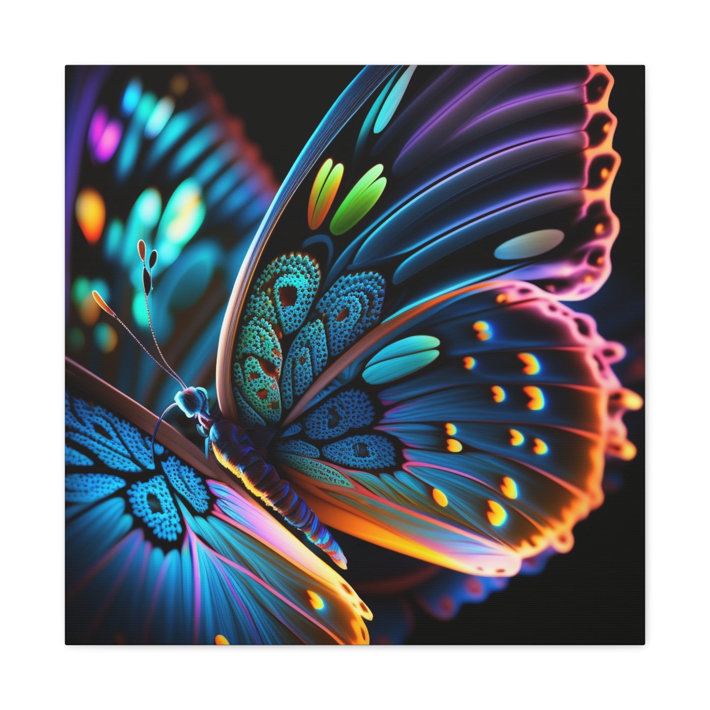 Canvas Gallery Wraps Neon Butterfly Macro 2