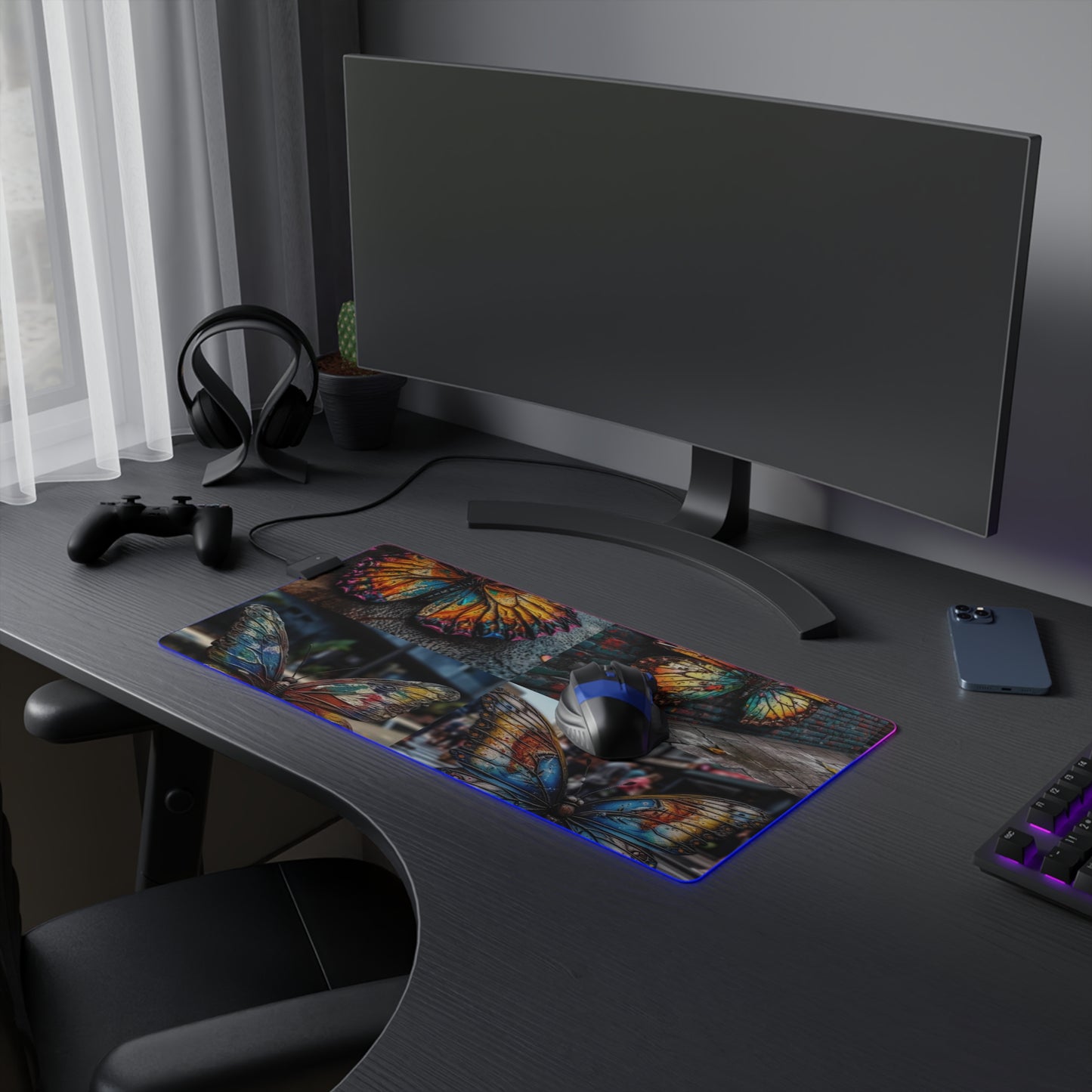 LED Gaming Mouse Pad Liquid Street Butterfly 5