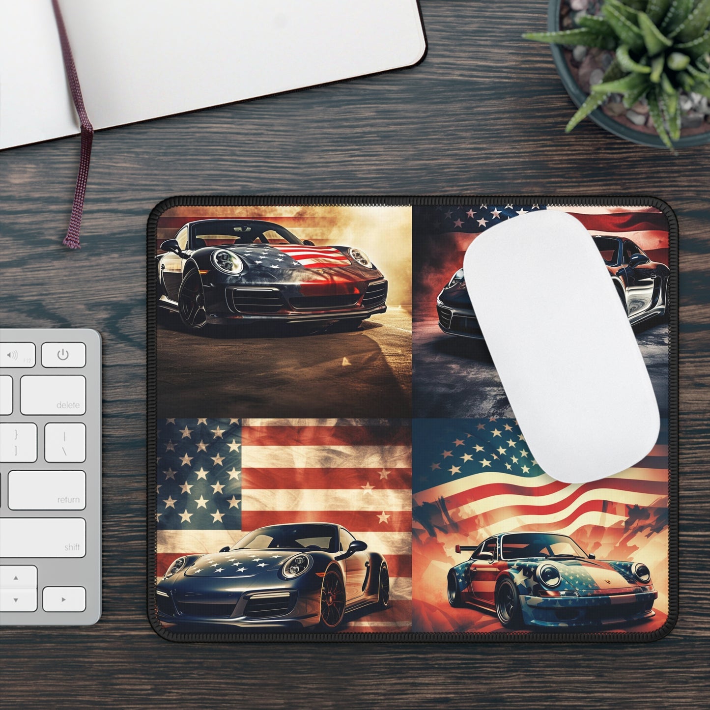 Gaming Mouse Pad  Abstract American Flag Background Porsche 5