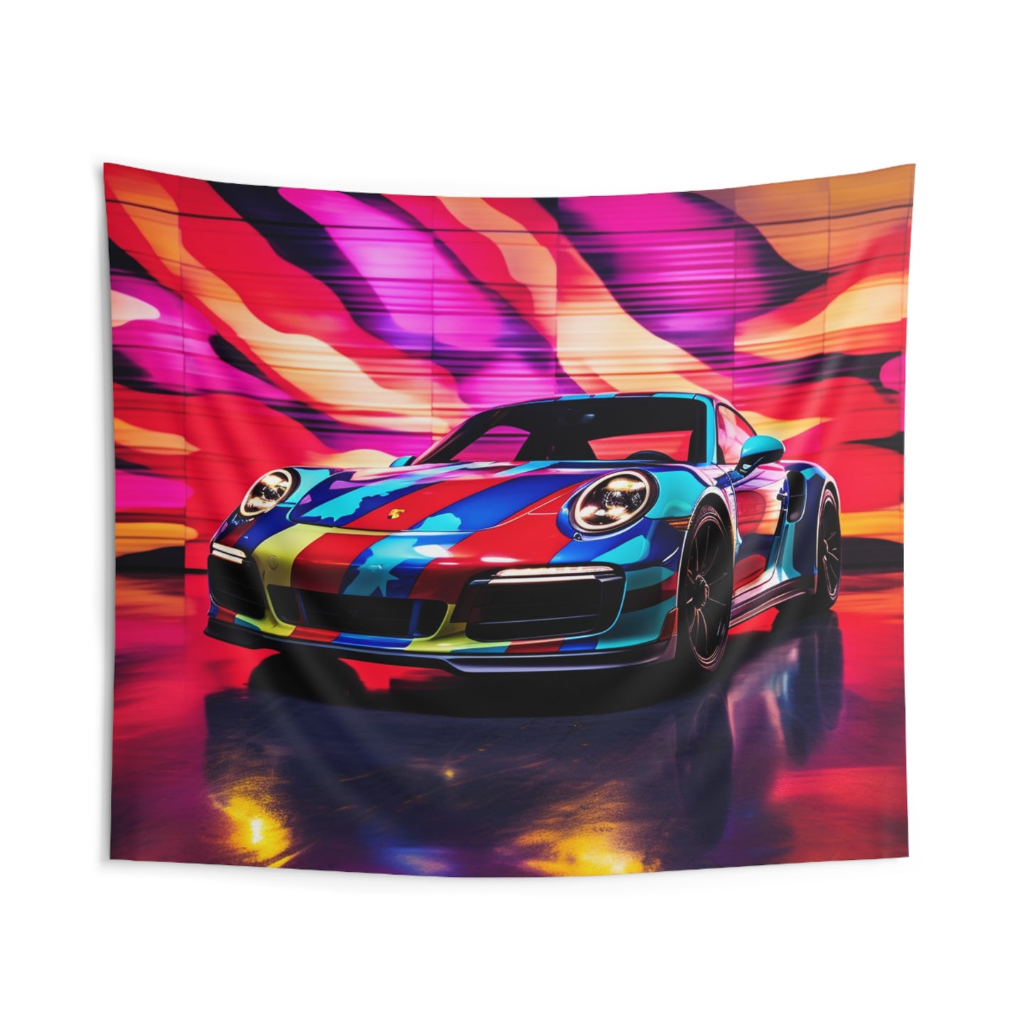 Indoor Wall Tapestries Macro American Flag Porsche 1