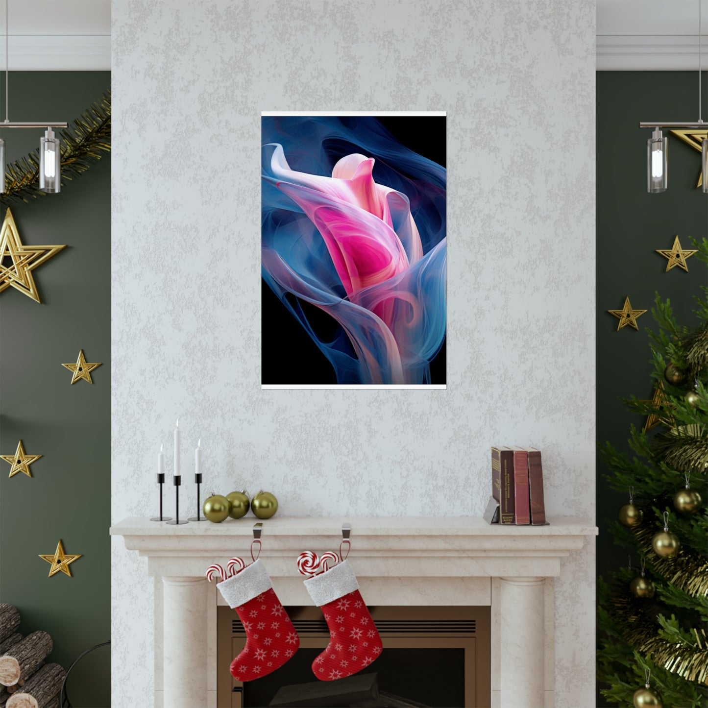 Premium Matte Vertical Posters Pink & Blue Tulip Rose 3