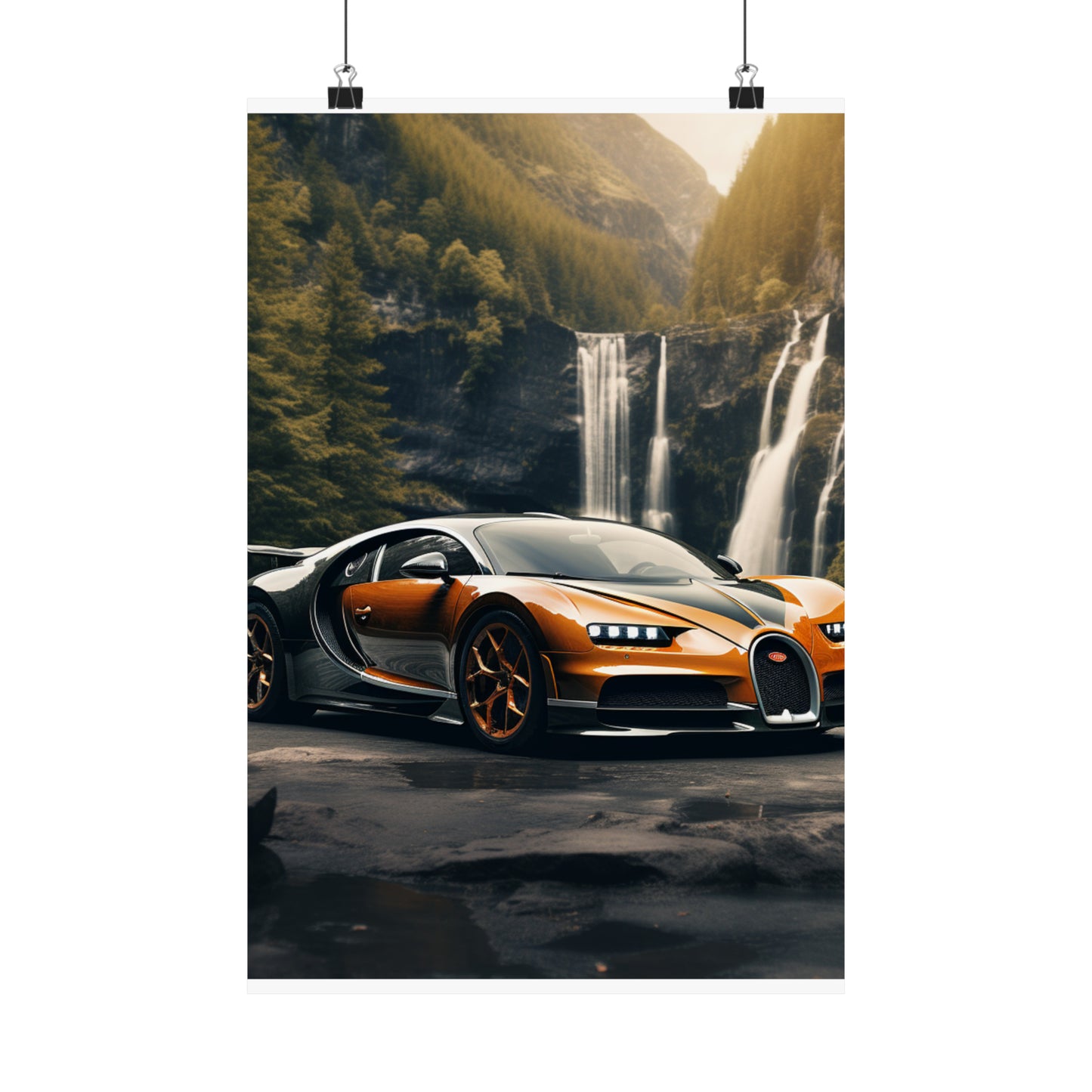 Premium Matte Vertical Posters Bugatti Waterfall 3