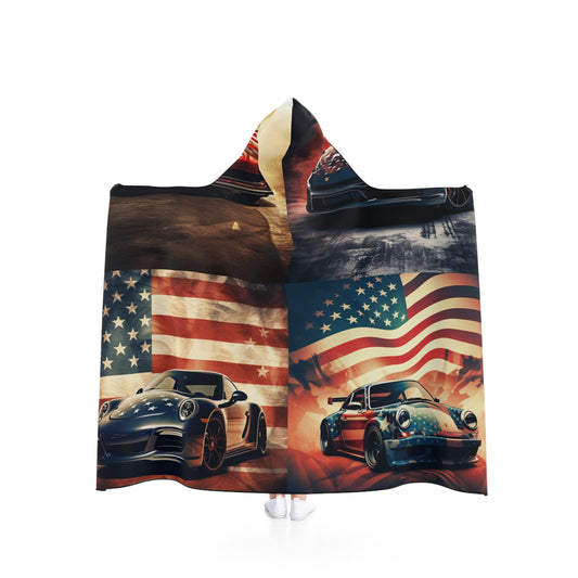 Hooded Blanket Abstract American Flag Background Porsche 5