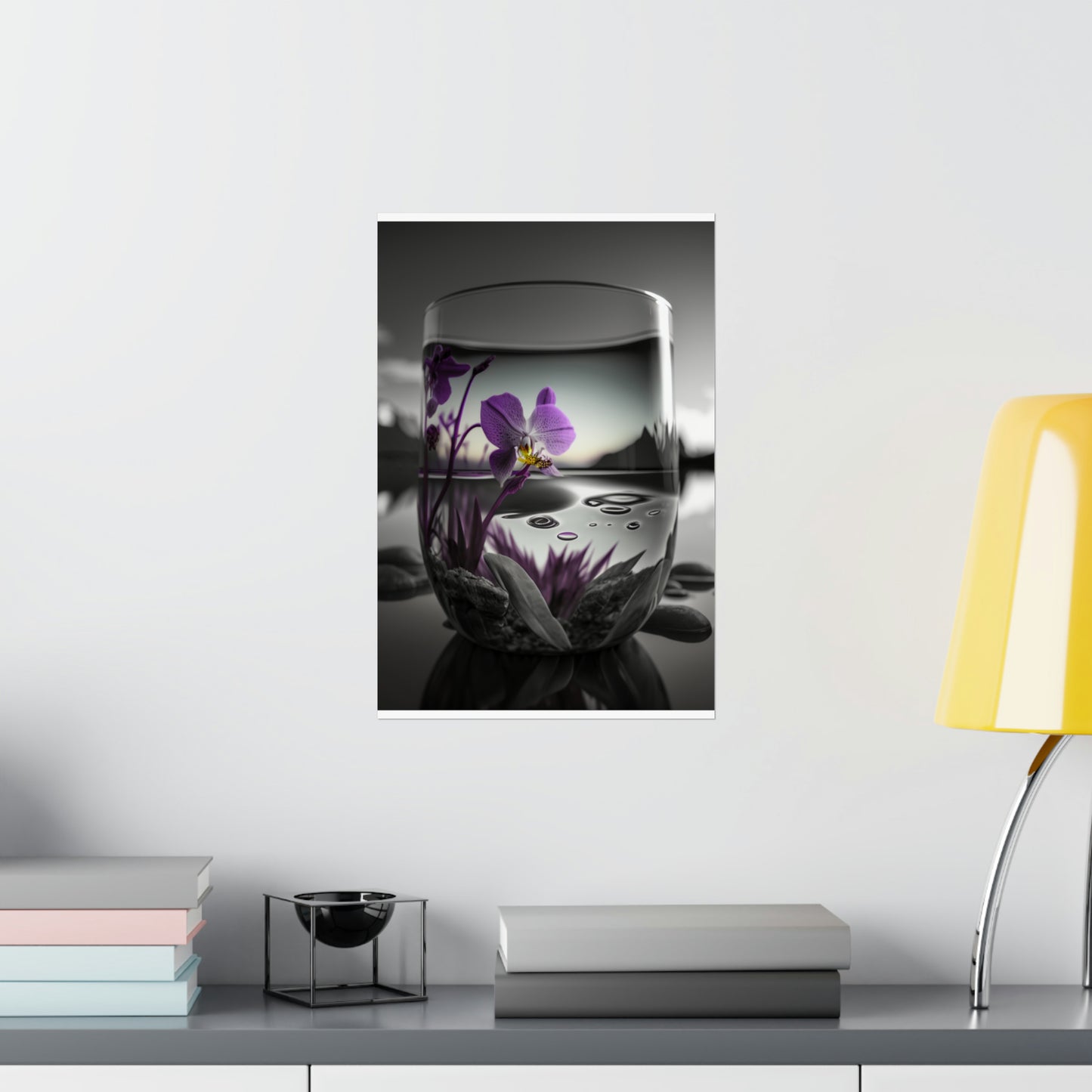 Premium Matte Vertical Posters Purple Orchid Glass vase 2