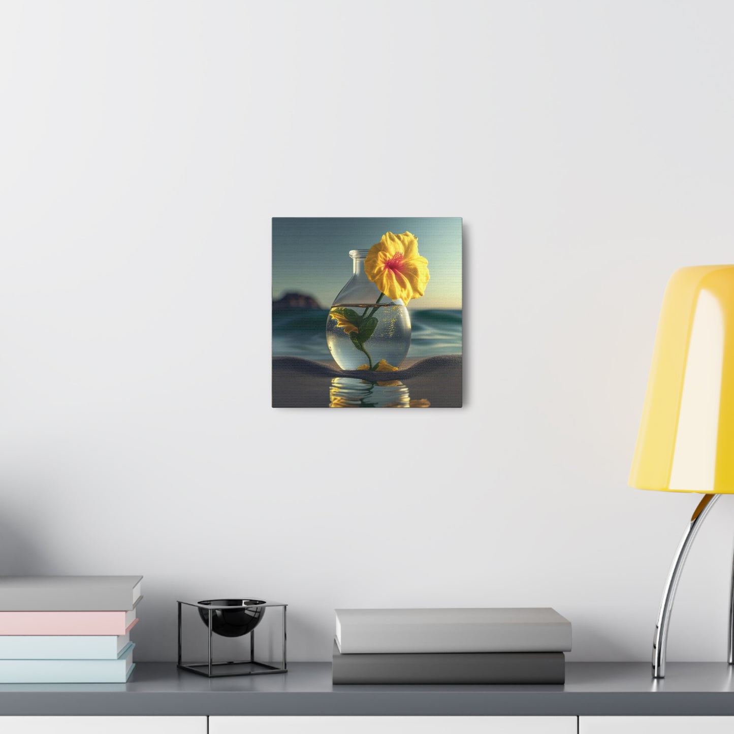 Canvas Gallery Wraps Yellow Hibiscus glass 2