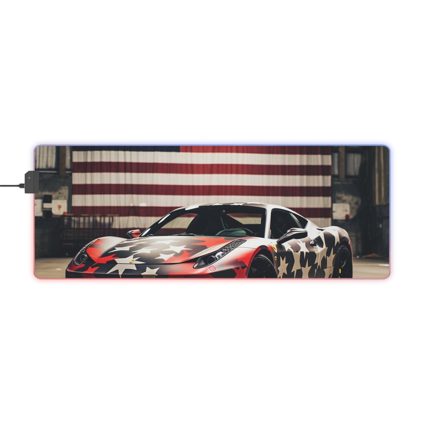 LED Gaming Mouse Pad American Flag Farrari 1