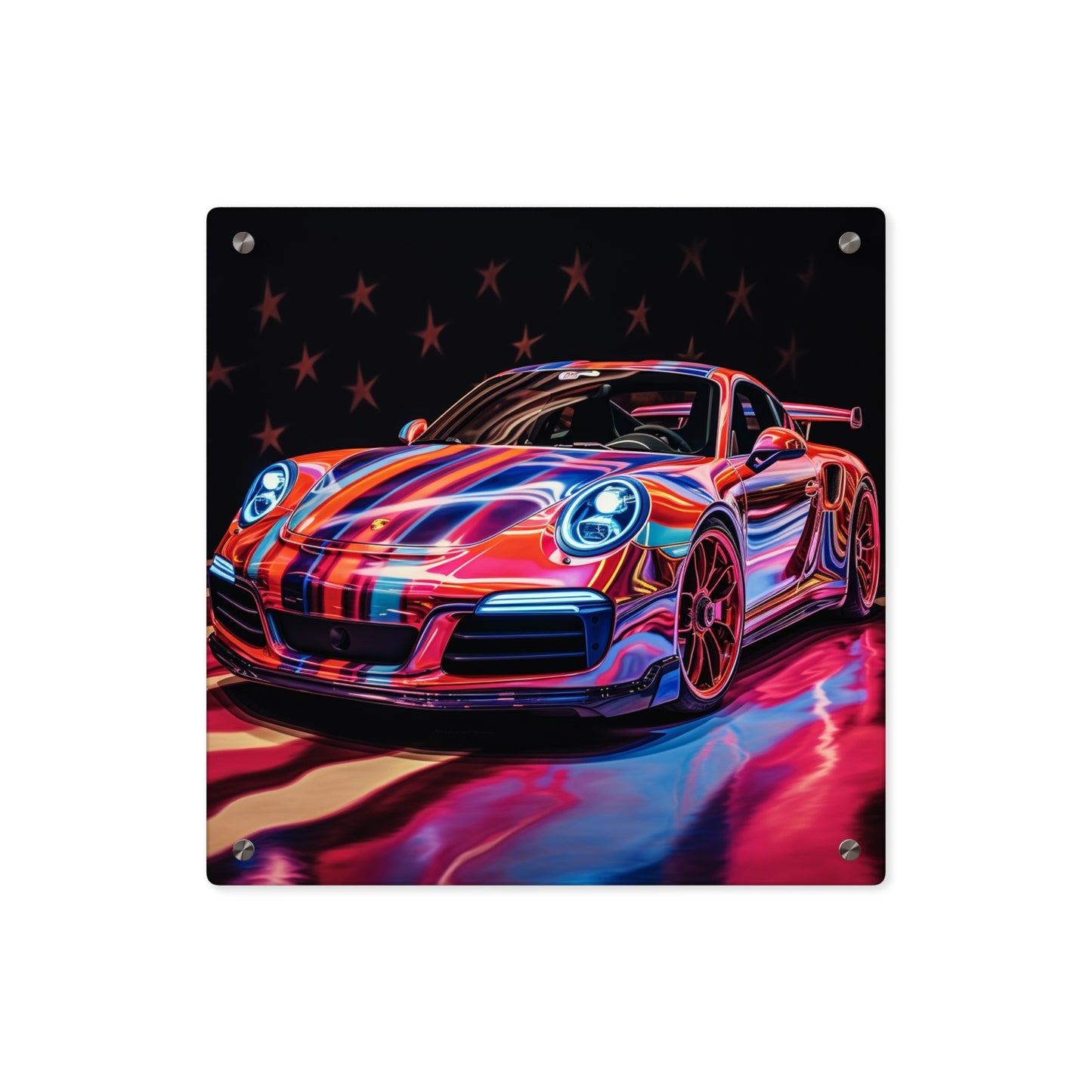 Acrylic Wall Art Panels Macro American Flag Porsche 4